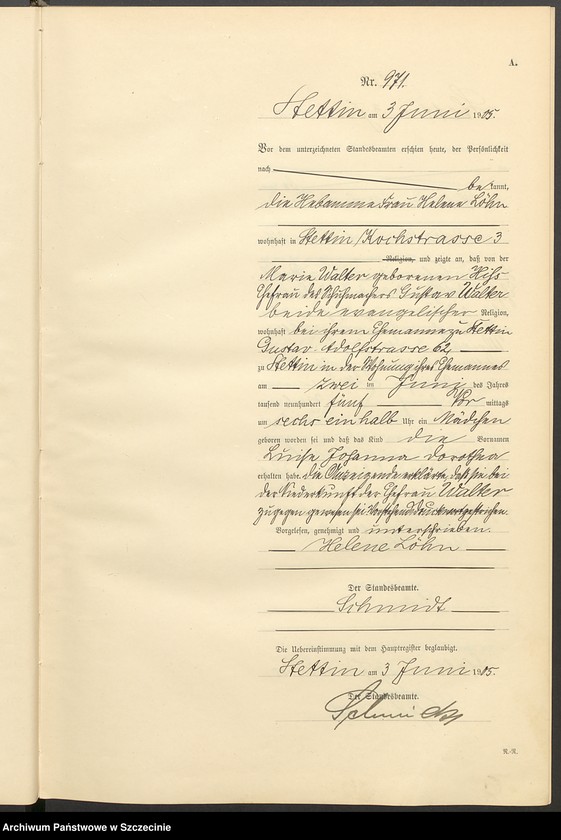 Obraz 19 z jednostki "Geburts-Register (Neben-Register) Band III"