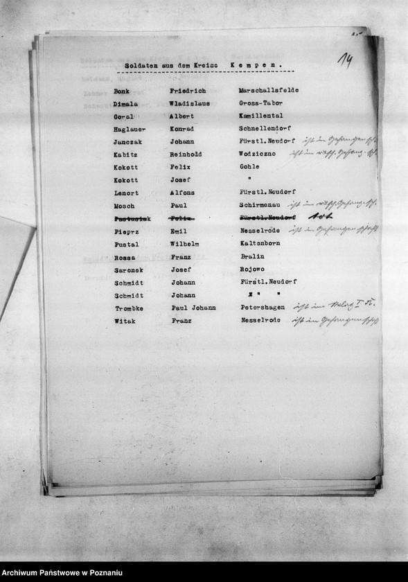 Obraz 18 z jednostki "Spisy miejscowych Niemców, którzy jako żołnierze polscy zaginęli w 1939 roku"