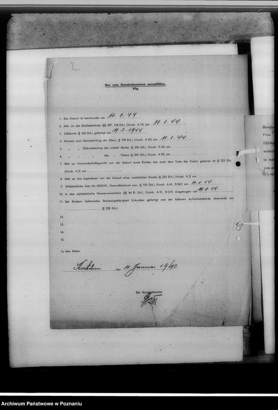 Obraz 6 z jednostki "Sammelakten zum Geburtenbuch [zgłoszenia urządzeń]"