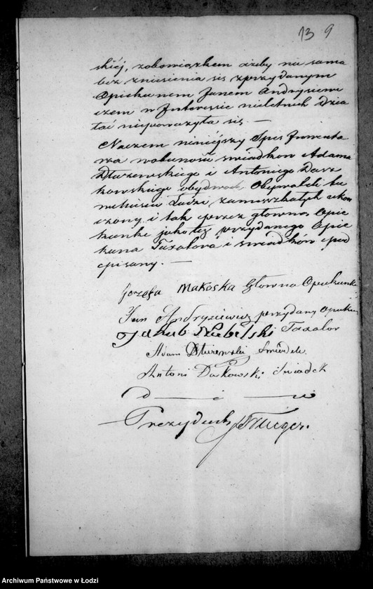 Obraz 19 z jednostki "Akta tyczące się ustanowienia opieki opieki nad nieletnimi dziećmi i sporządzenia spisu inwentarza pozostałości po zmarłym Antonim Makowskim"
