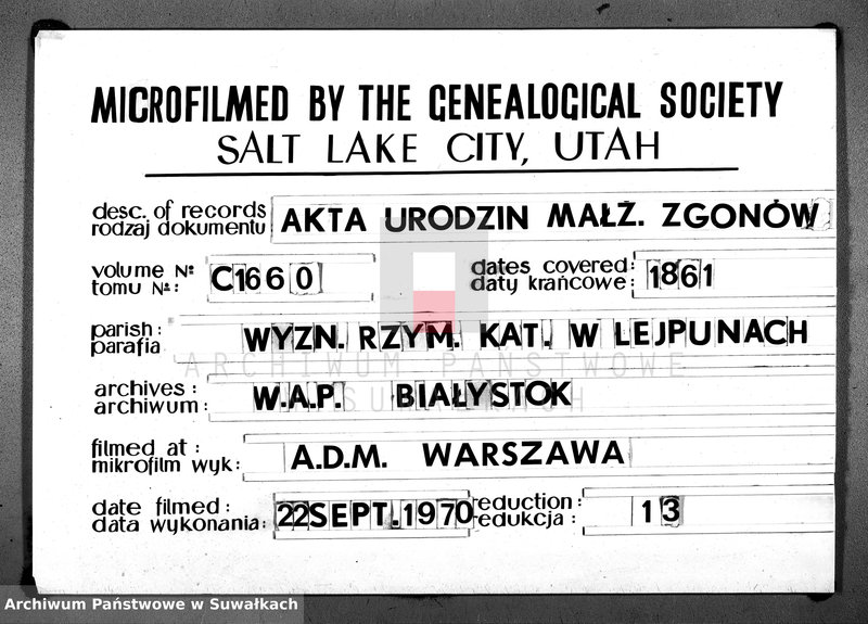 Obraz 1 z jednostki "D. Ł. Par. Leypuny 1861"
