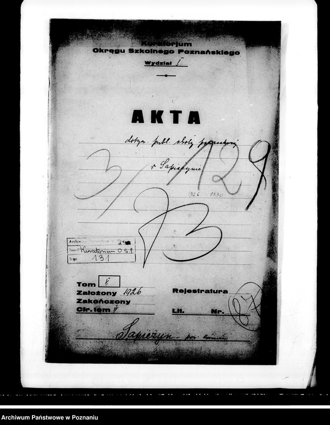 Obraz 4 z jednostki "Szkoła Powszechna- Sapieżyn, powiat Koźmin"