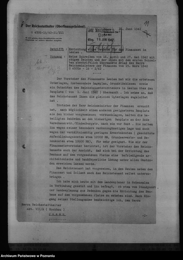 Obraz 16 z jednostki "Finanzämter - Neubauten der Dienstgebäude in Leslau, Lissa, Gnesen, Turek"