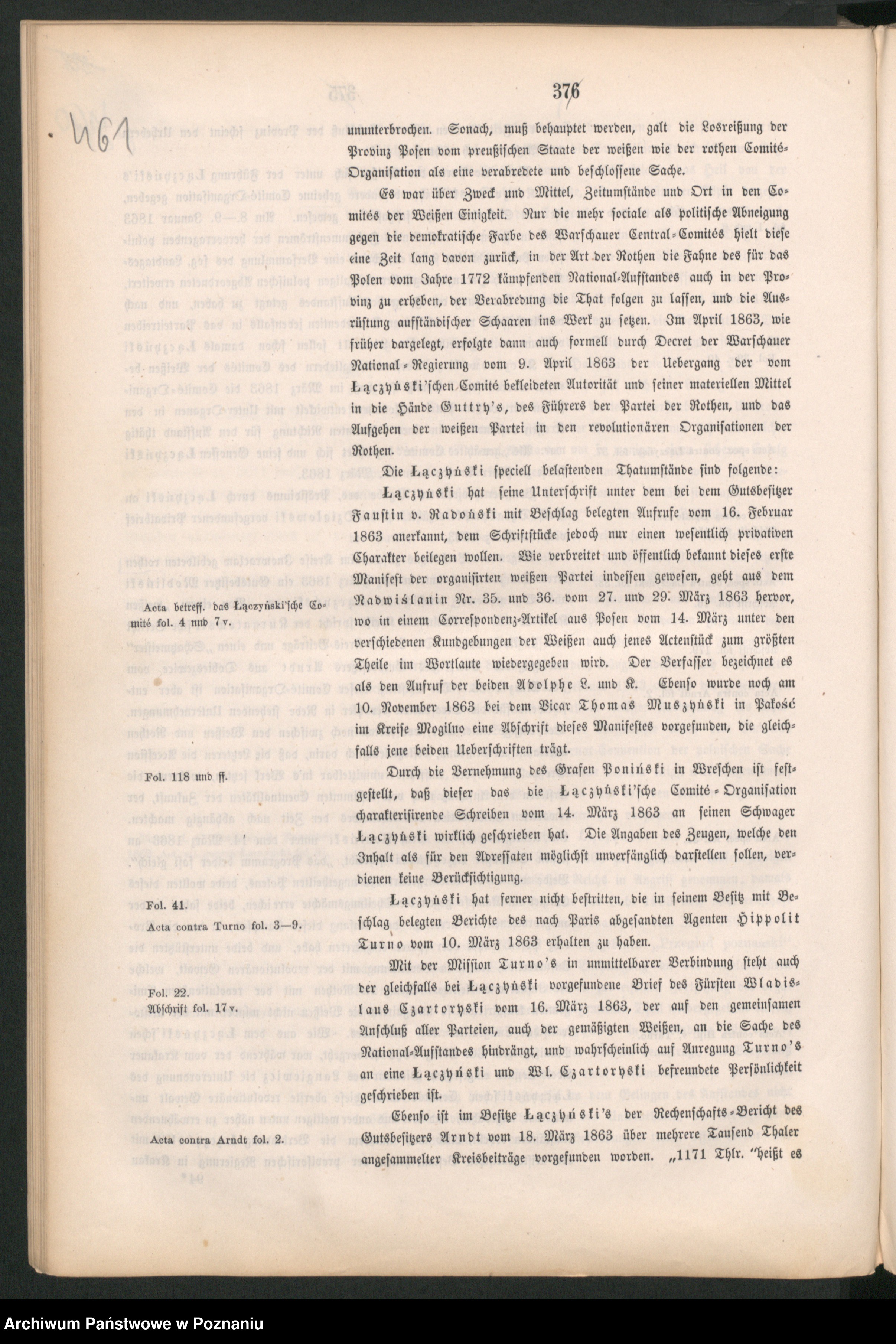 Skan z jednostki: Anklage - Schrift im Polenprozess 1864