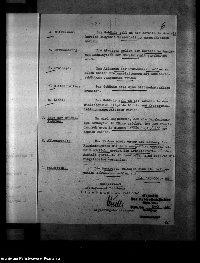 Obraz 10 z jednostki "Verentwurf für den Neubau eines Wirtschaftsgebäudes des Strafgefängnisses Warthestadt (Wronki)"