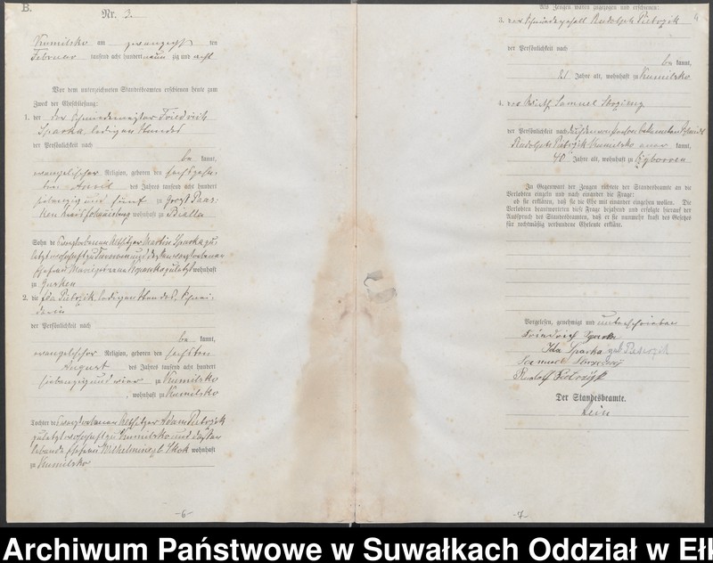 image.from.unit.number "Heiraths-Haupt-Register des Königlichen Preussischen Standes-Amtes Kumilsko Kreis Johannisburg"