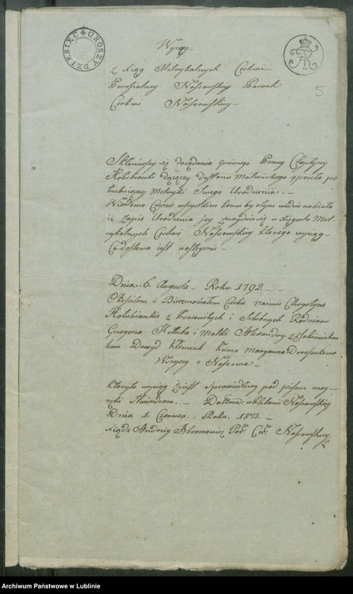 image.from.unit.number "Alegaty do ksiąg urodzeń, zapowiedzi, małżeństw i zgonów z lat 1813 - 1816"