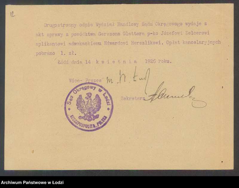 Obraz 14 z jednostki "Zelcer i Glater- handel futrami"