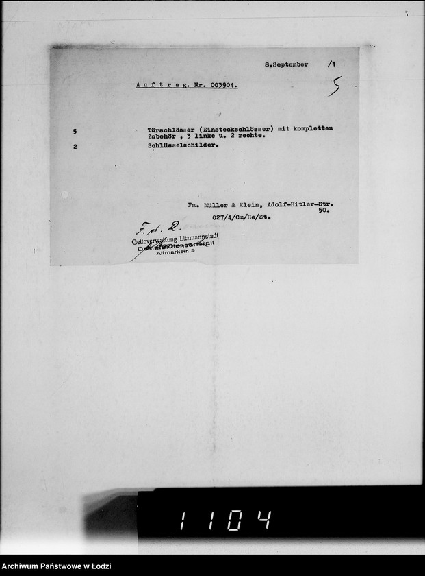 Obraz 10 z jednostki "Verschiedene. [Korespondencja w sprawie zaopatrzenia w artykuły techniczne]"