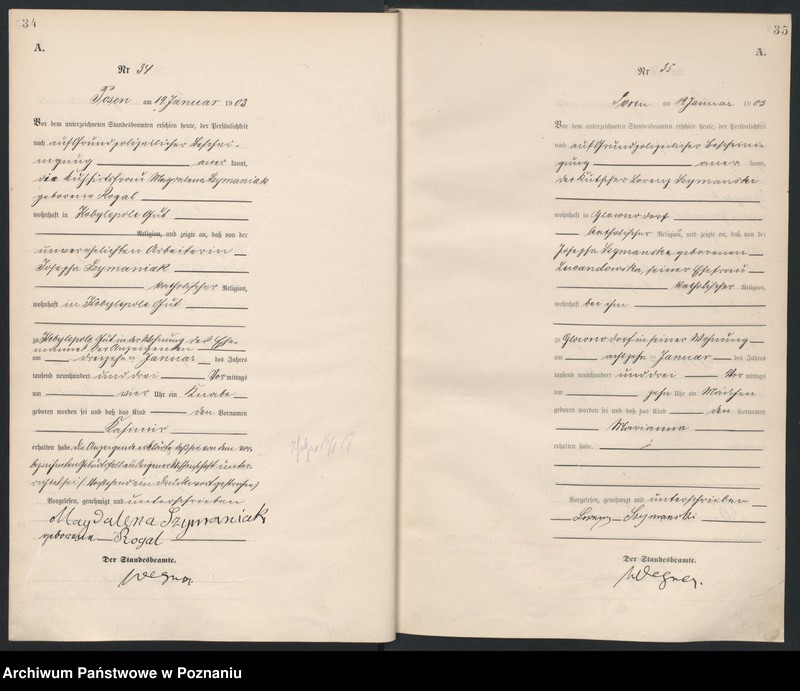 Obraz 20 z jednostki "Księga urodzeń tom I"