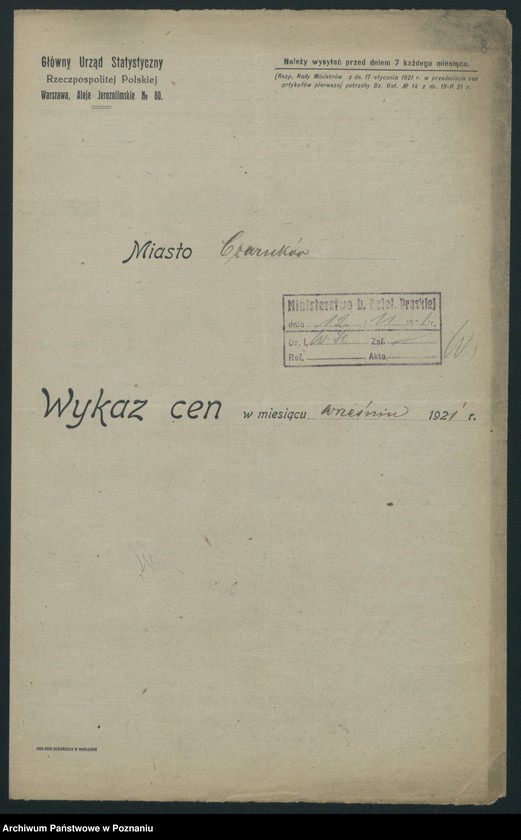 Obraz 9 z jednostki "[Wykazy cen z września 1921 roku w miastach województwa poznańskiego i pomorskiego]"