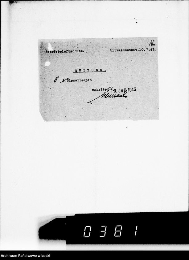 Obraz 20 z jednostki "[Korespondencja Przełożonego Starszeństwa Żydów w Getcie w sprawach przydziału maszyn i urządzeń oraz półfabrykatów do produkcji]"