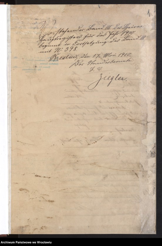 image.from.unit.number "Heiraths-Haupt-Register Breslau I 1910 Band 3"