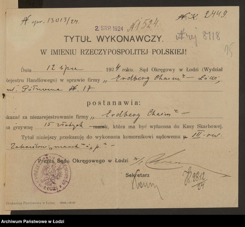 Obraz 17 z jednostki "Chaim Erdberg- sprzedaż węgla i drzewa"