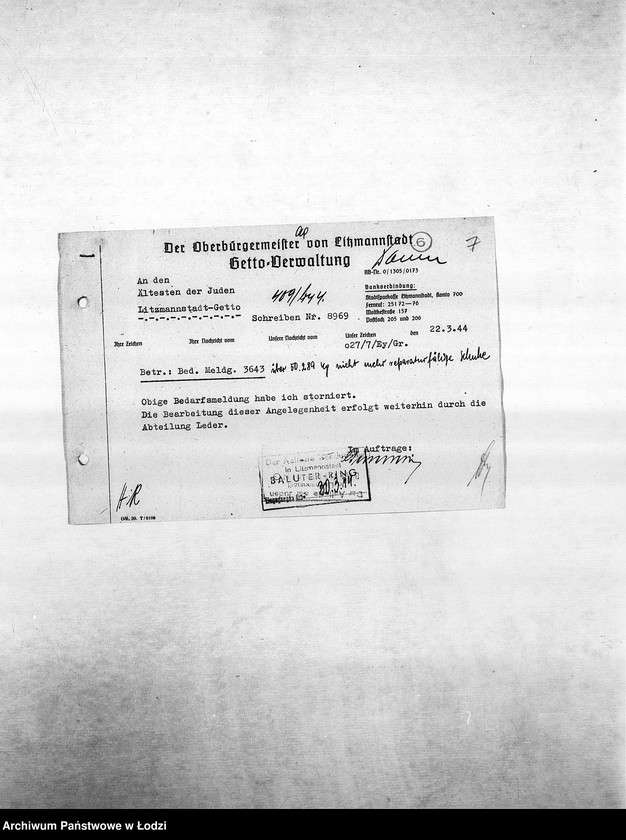 Obraz 10 z jednostki "Arbeitsressort [Produkcja i zapotrzebowanie materiałów dla resortów pracy]"