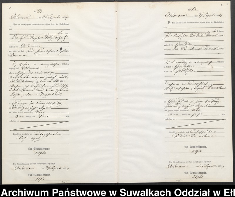 image.from.unit.number "Sterbe-Neben-Register des Preussischen Standes-Amtes Orlowen Kreis Lötzen"