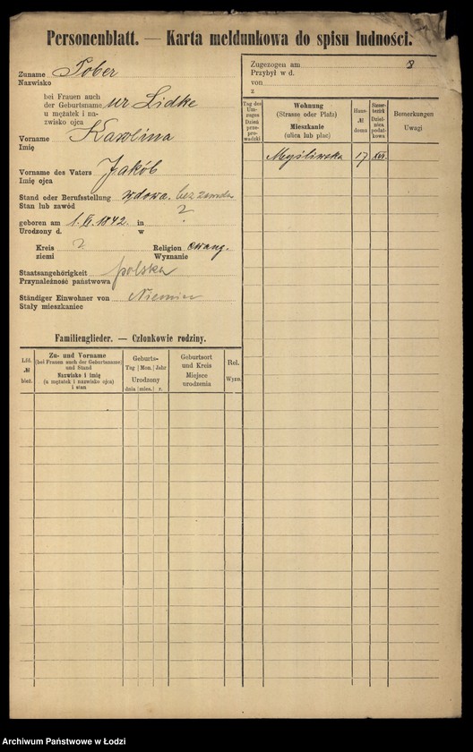 Obraz 10 z jednostki "[Spis ludności Łodzi] Tober - Tomański"
