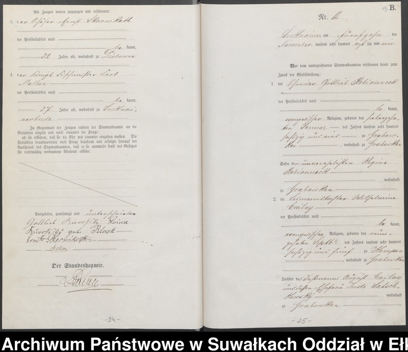 image.from.unit.number "Heiraths-Haupt-Register des Königlichen Preussischen Standes-Amtes Lucknainen Kreis Sensburg für das Jahr 1884 [do 1887]"