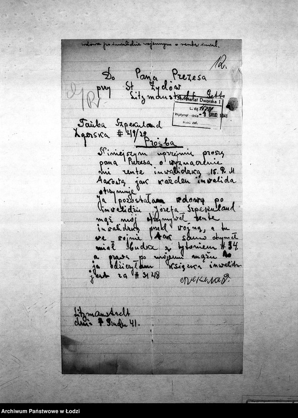 Obraz 15 z jednostki "[Podania o zasiłek pieniężny]"