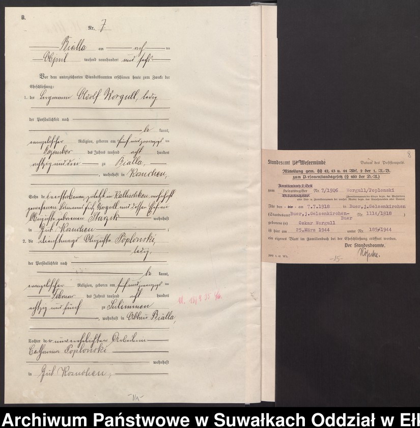 image.from.unit.number "Heirats-Haupt-Register des Königlichen Preussischen Standes-Amtes Bialla Kreis Johannisburg"