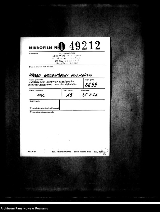 Obraz 2 z jednostki "Uwłaszczenie drobnych dzierżawców majątku Bolechowo powiatu poznańskiego"