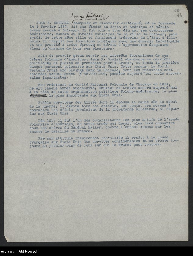 Obraz 15 z jednostki "Jusserand Jean Jules (historyk, dyplomata); Załączniki: charakterystyki i życiorysy F. E. Fronczaka, T. A. Starzyńskiego, J. F. Smulskiego, K. Żychlińskiego, N. L. Piotrowskiego; L.6 (odpowiedzi - maszynopisy)"