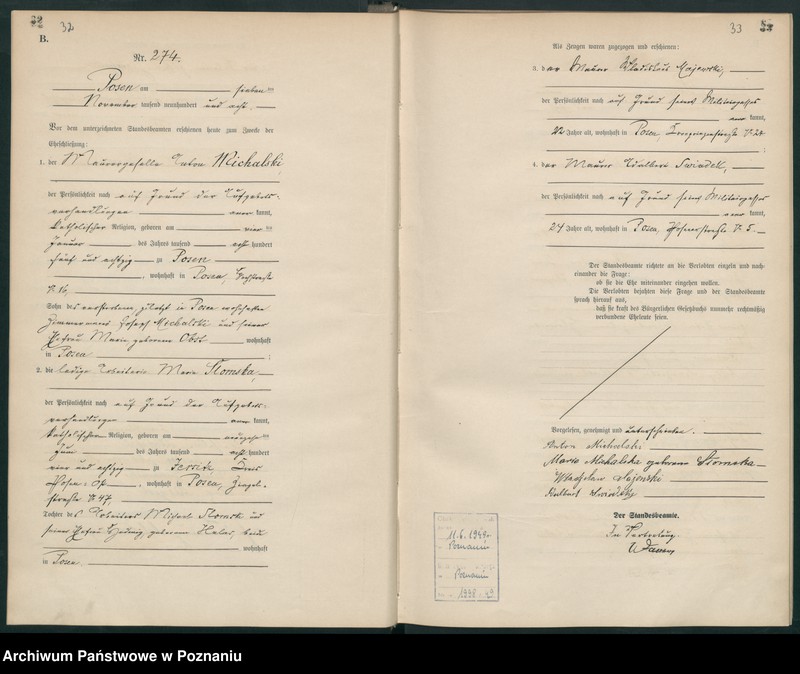 Obraz 19 z jednostki "Księga miejscowa małżeństw tom II [Rejestr główny małżeństw]"