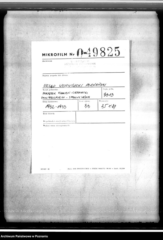 Obraz 2 z jednostki "Majątek Kamień-Cierpiatki powiat kaliski /sprawy leśne/"