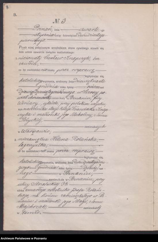 Obraz 10 z jednostki "Księga miejscowa małżeństw tom I [Rejestr główny małżeństw]"