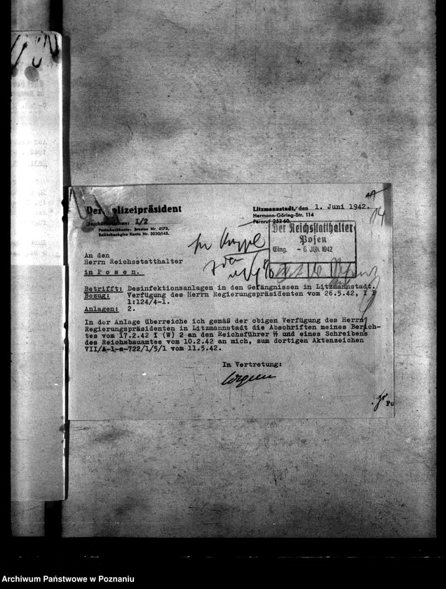 Obraz 19 z jednostki "Polizeigefängnisse - Litzmannstadt. Kutlausungsanlagen. Robert- Koch- Strasse, Radegast"