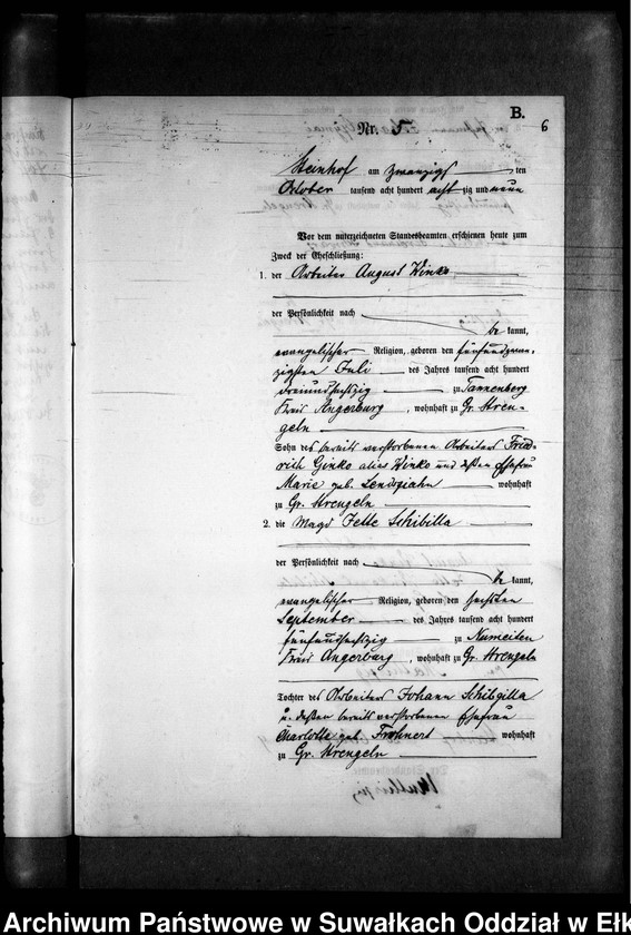 image.from.unit.number "Heiraths-Neben-Register des Preussischen Standes-Amtes Gr. Strengeln Kreis Angerburg"