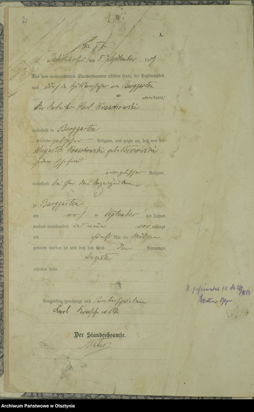 image.from.unit.number "Geburts-Register Nr 76-121 [1909], Nr 1-110 [1910]"