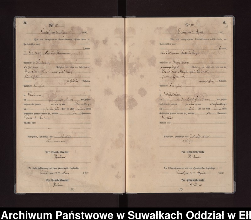 image.from.unit.number "Geburts-Neben-Register des Königlichen Preussischen Standes-Amtes Gneist Kreis Loetzen"