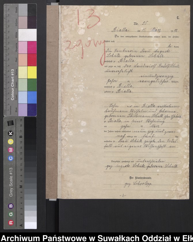 Obraz 4 z jednostki "[Sterbe-Haupt-Register des Königlichen Preussischen Standes-Amtes Bialla Kreis Johannisburg]"