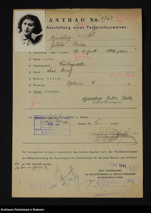 image.from.unit.number "[Wnioski o wydanie dowodów osobistych oraz nie odebrane dowody Ajzenberg Dewora - Ajzenman Szamszon]"