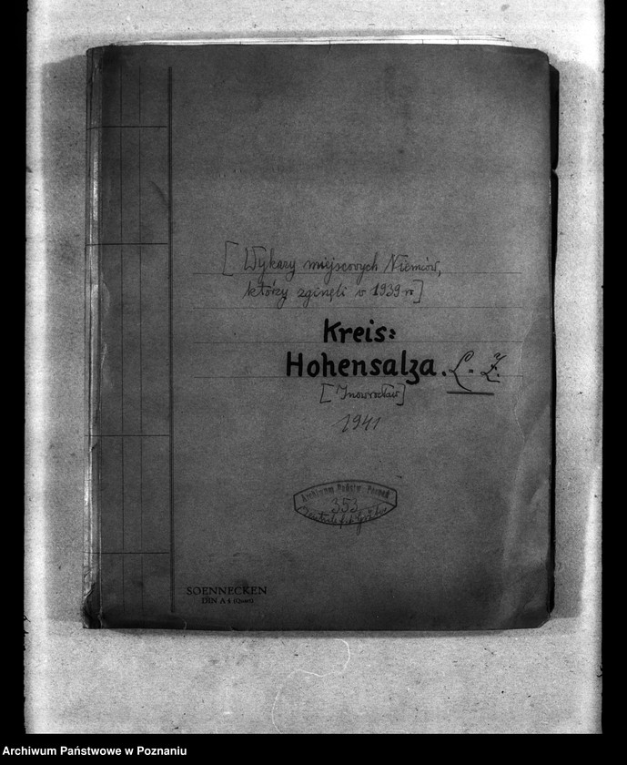 Obraz 4 z jednostki "Kreis Hohensalza (Inowrocław). Wykazy miejscowych Niemców, którzy zginęli w 1939 roku L - Z"