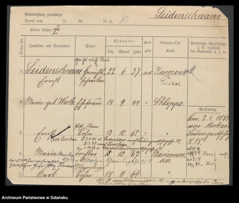 image.from.unit.number "Karty meldunkowe: Seidemann - Sekus"