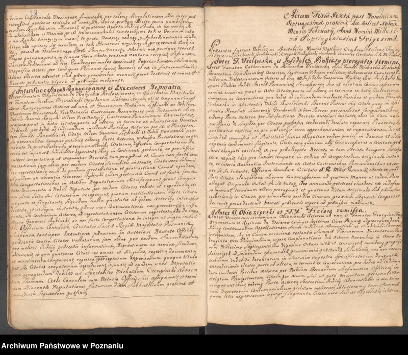 Obraz 20 z jednostki "Sub felici regimine nobilis et spectabilis domini Mathiae Czochron, notariatu excellentis et nobilis Joannis Barszczewski utriusque iuris doctoris, apostolici et officii praesentis notarii liber actorum officii consularis."