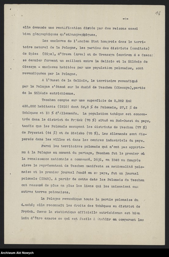 image.from.unit.number "Memoriały, dotyczące terytorium i granic Polski, m.in. złożonej przez R. Dmowskiego na Konferencji Pokojowej; 5 map, m.in. z linią Komisji I. Cambon