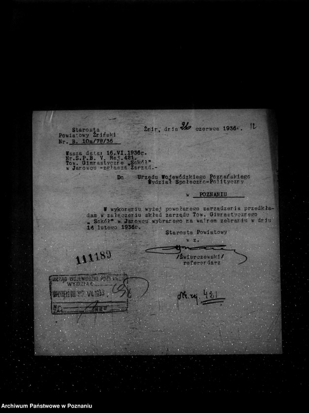 Obraz 16 z jednostki "/Towarzystwo Gimnastyczne „Sokół" w Janowcu powiat Żnin - rejestracja/"