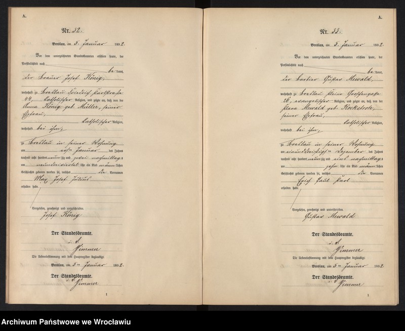 image.from.unit.number "Geburts-Neben-Register Breslau I 1892 Band 1"