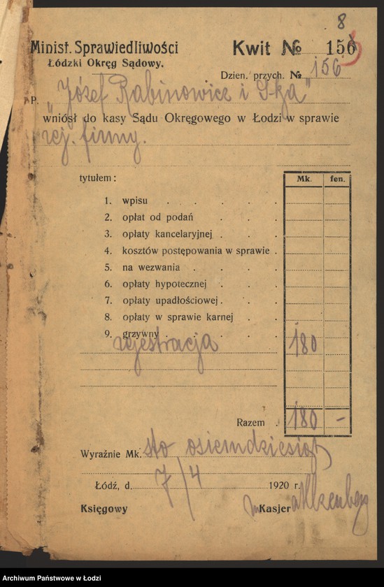 Obraz 10 z jednostki "„Józef Rabinowicz i s-ka” – wyrób i sprzedaż przędzy"