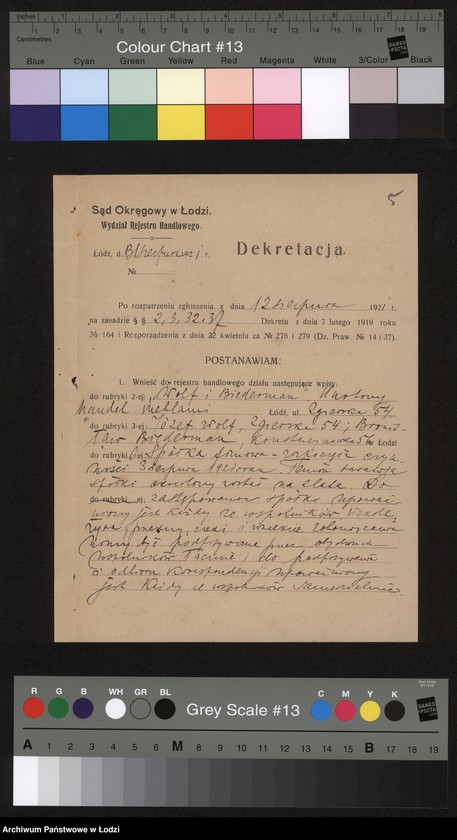 Obraz 7 z jednostki "Józef Wolf, Bronisław Biederman – hurtowy handel meblami"