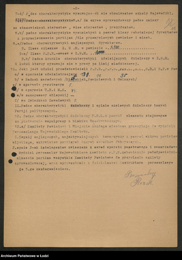 Obraz 12 z jednostki "Ankiety sprawozdawcze instruktora Komitetu Powiatowego Wieluń [z załącznikami]"