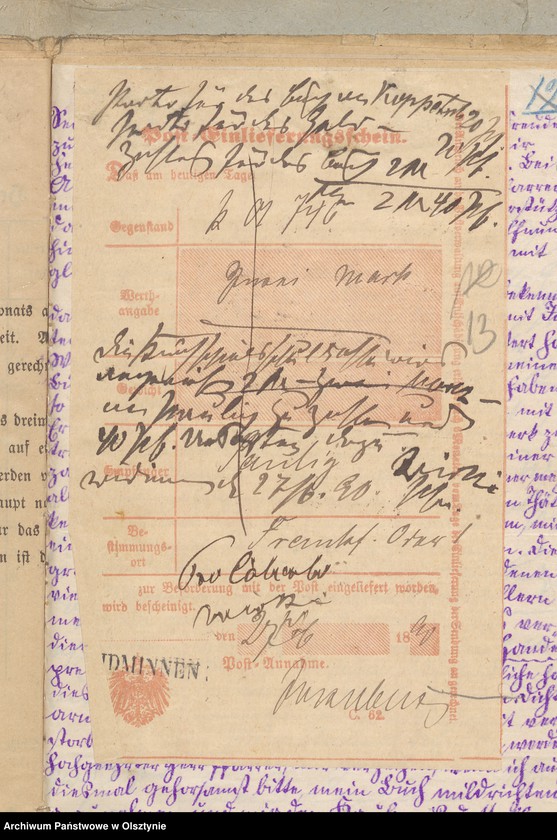 image.from.unit.number "Einnahme und Ausgabe Beläge der Kirchspiels Schulkasse in Widminnen"