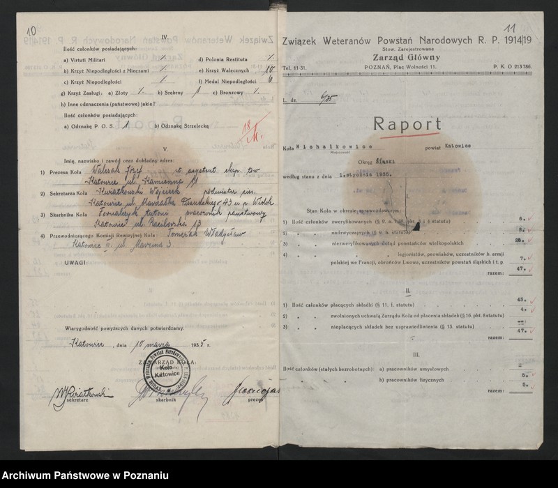 image.from.unit.number "Raporty ze stanu kół okręgu pomorskiego i śląskiego Związku Weteranów Powstań Narodowych Rzeczypospolitej Polski."