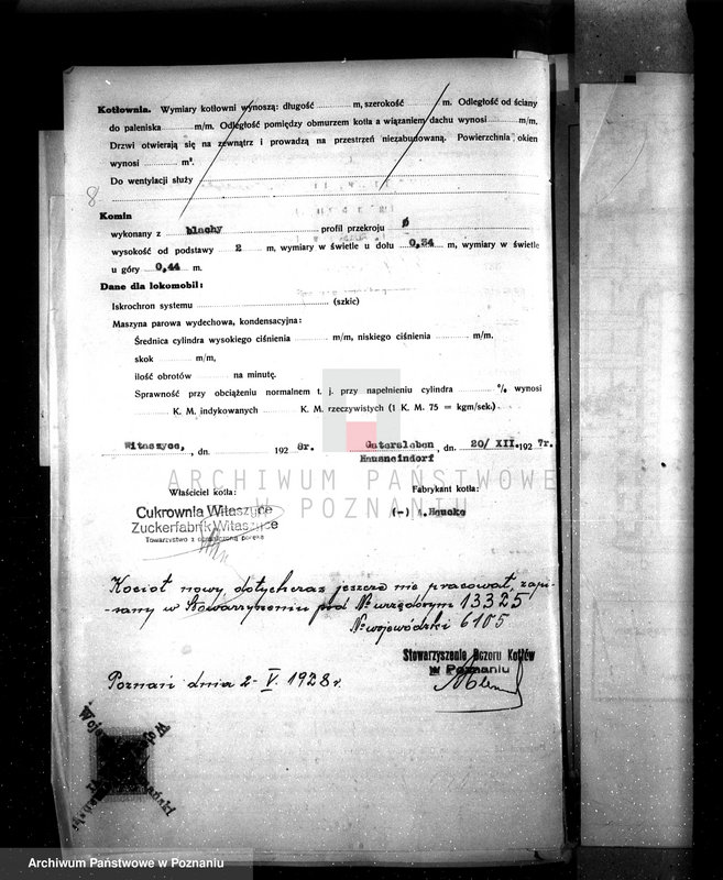 Obraz 13 z jednostki "Cukrownia Witaszyce nr fabr. kotła 735 nr woj. kotła 6105"