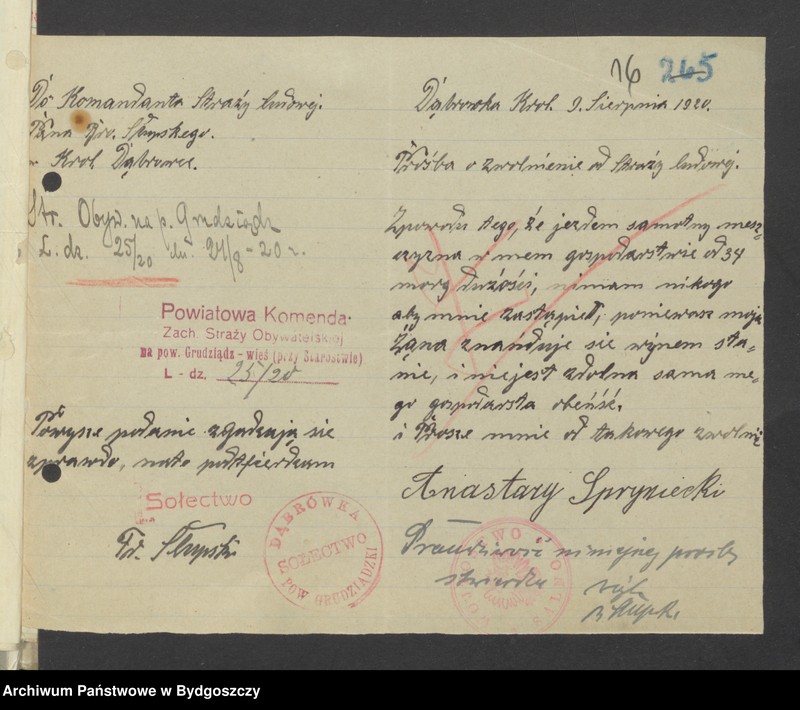 image.from.unit.number "[Raporty, sprawozdania, zaświadczenia, akta personalne Powiatowej Komendy Zachodniej Straży Obywatelskiej na powiat Grudziądz-Wieś]"