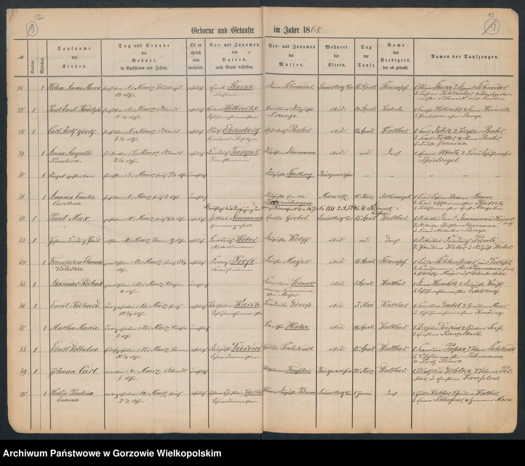 image.from.unit.number "Duplikate der Hauptkirche zu Landsberg an der Warthe (zawiera także księgę zgonów Konkordien, reformirte und Militair Kirchen Gemeinde z 1868 r.)"