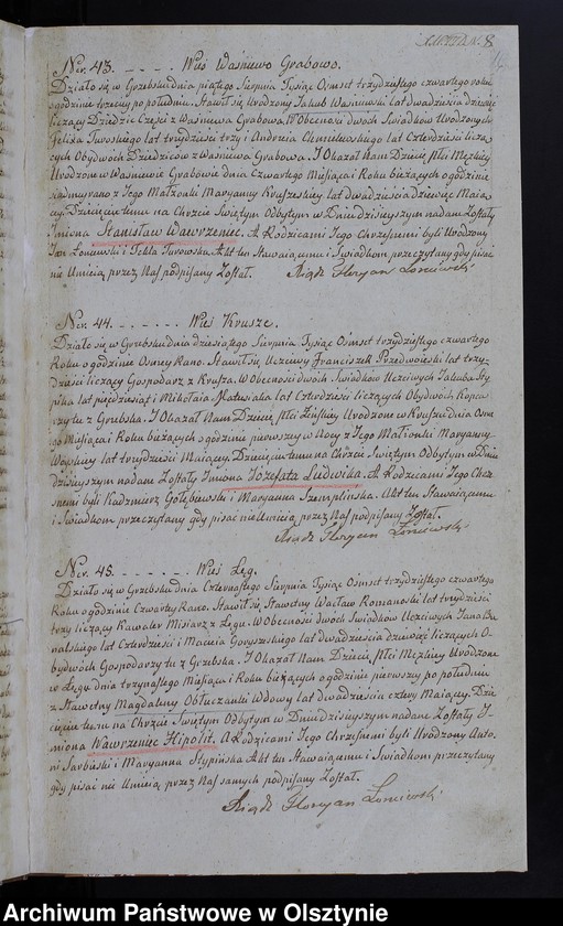 image.from.unit.number "Akta Stanu Cywilnego Gminy Grzebskiey Urodzenia, Zawartych Małżeństw, Zeyścia z Roku 1834"